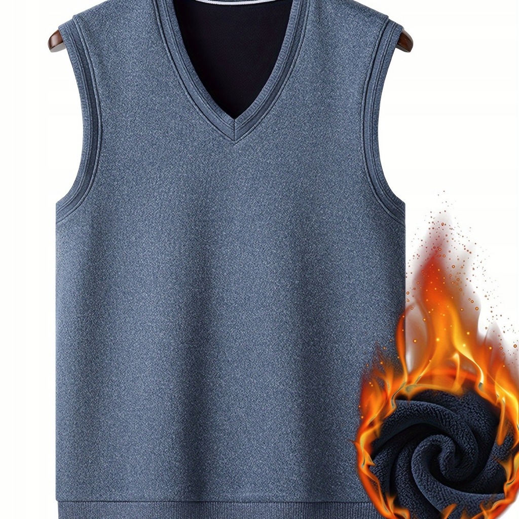 Jesienna i zima męska jednokolorowa dzianina kamizelka bez rękawów