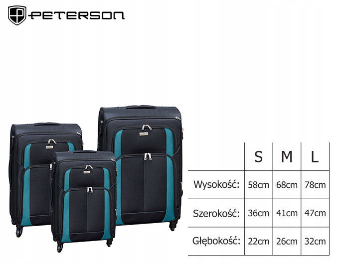 Komplet trzech miękkich walizek podróżnych