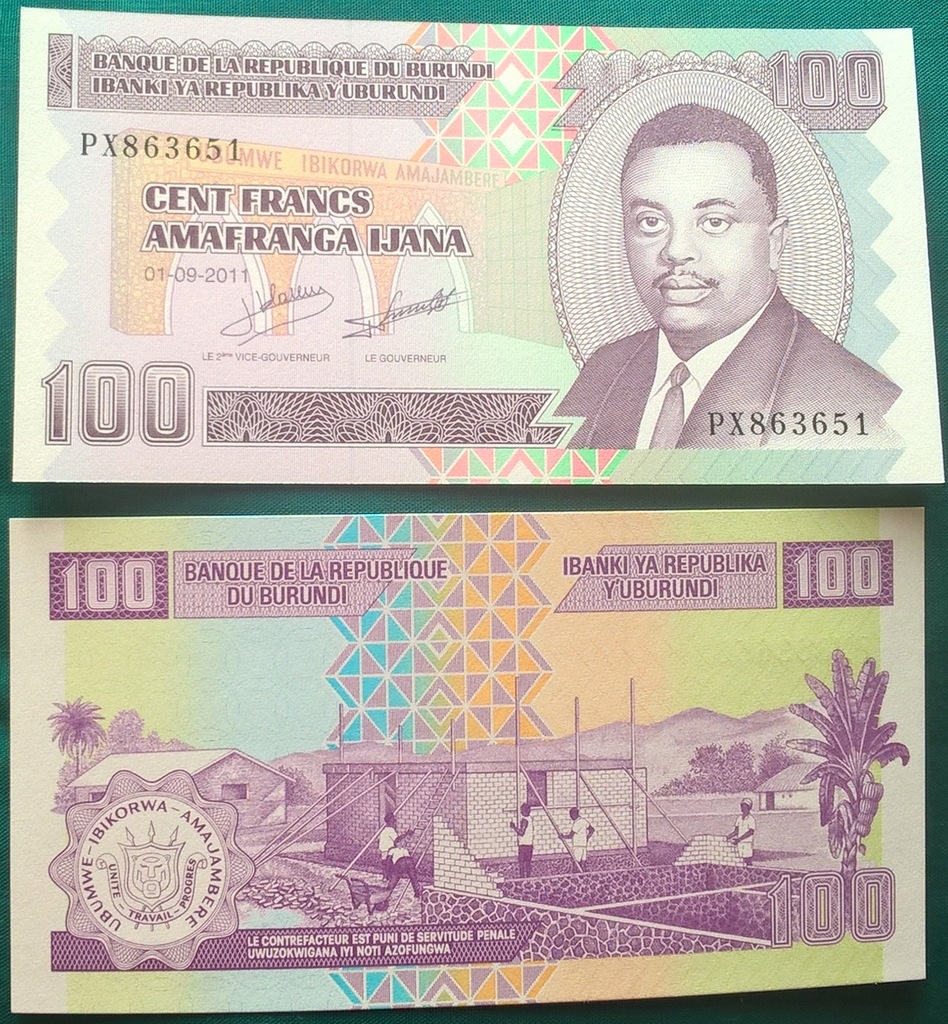 265 Banknot Burundi 100 Franków 2011r. P-44b UNC