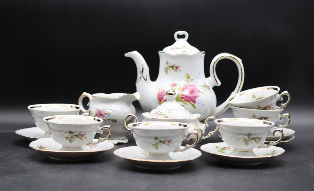 Serwis do kawy z różą, Wałbrzych, 15 el