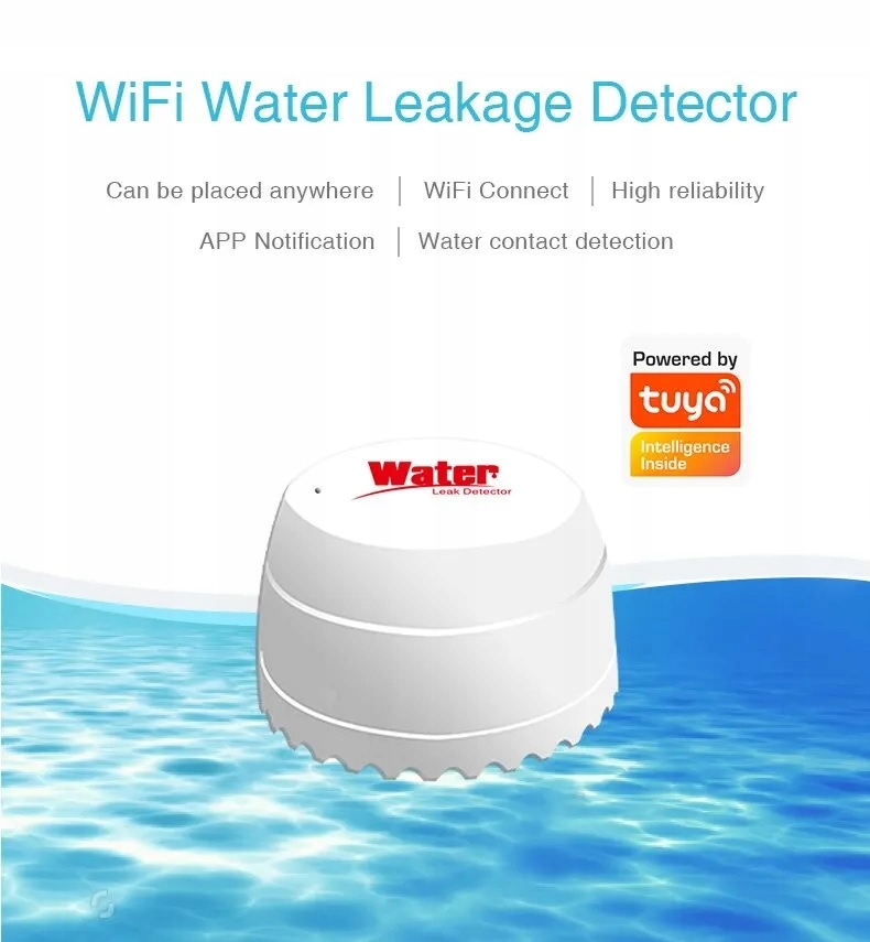 Tuya inteligentny czujnik wycieku wody zalania WiFi.