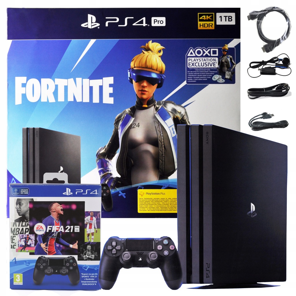 PLAYSTATION 4 PRO 1TB 2 PADY FORTNITE FIFA 21 9957412567