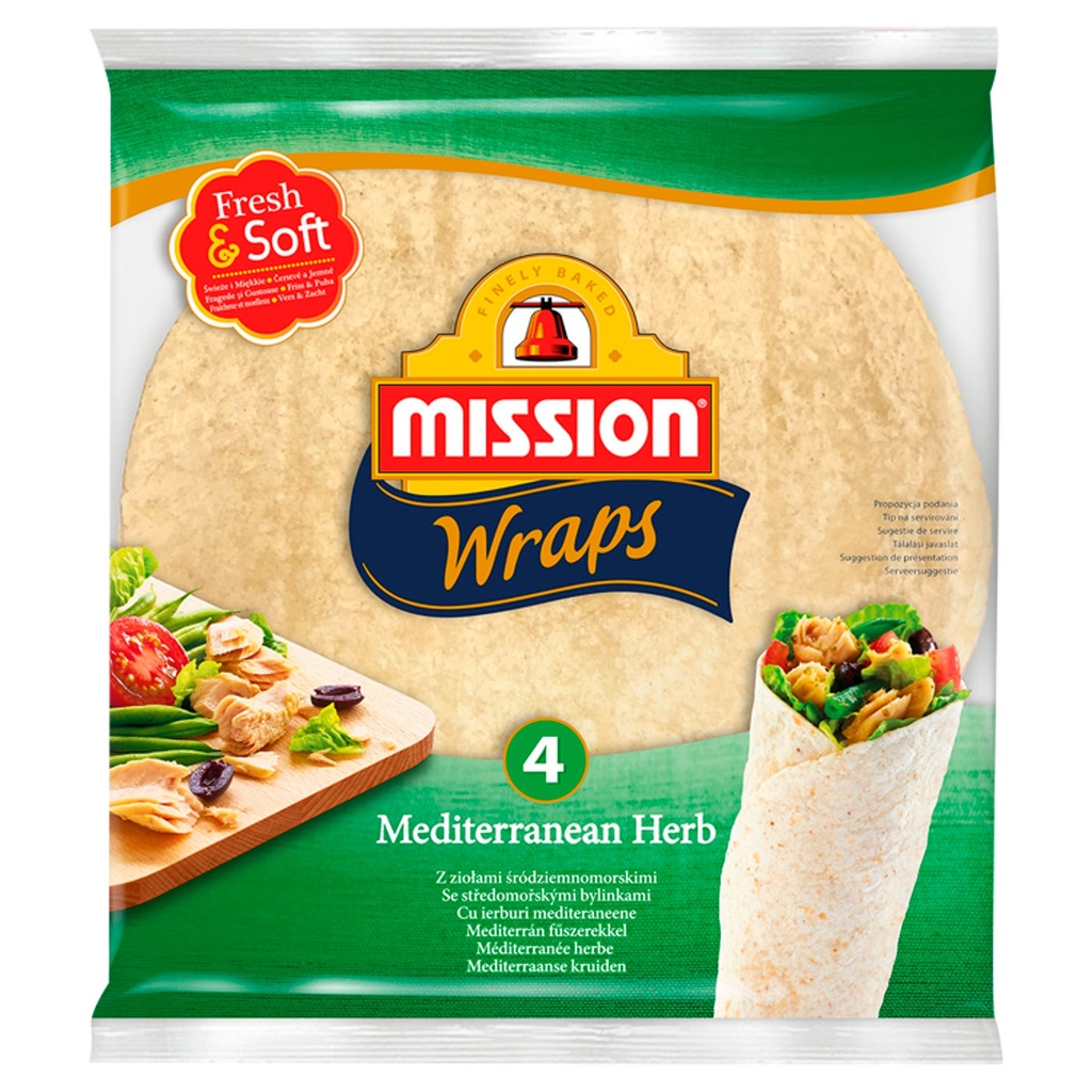Tortille z Mąki Pszennej z Ziołami Śródziemnomorskimi Mission Wraps 245g
