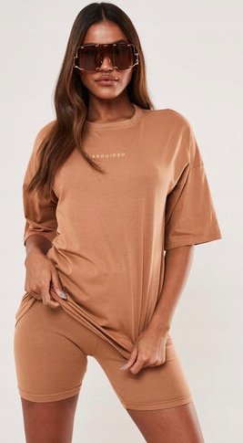 MISSGUIDED KOMPLET NA LATO BRĄZOWY Z LOGO 38 1BGA