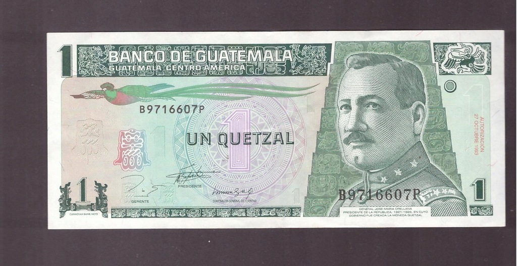 Gwatemala - banknot - 1 Quetzal 1993 rok