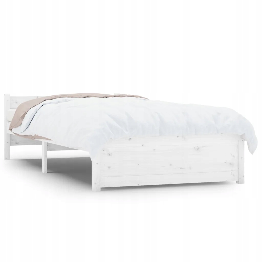 Rama łóżka, biała, lite drewno, 75x190 cm, pojedyn