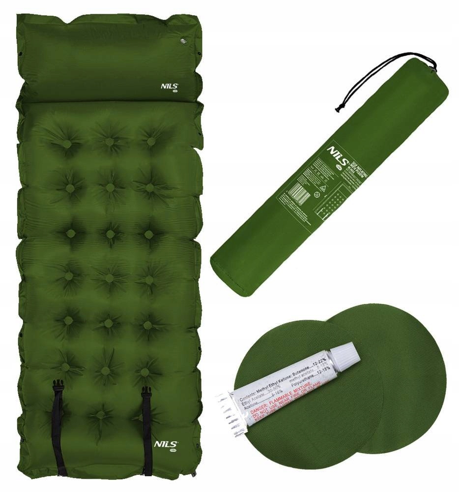 NILS Mata Samopompująca Karimata Turystyczna Gruba 3.5 cm Z Poduszką