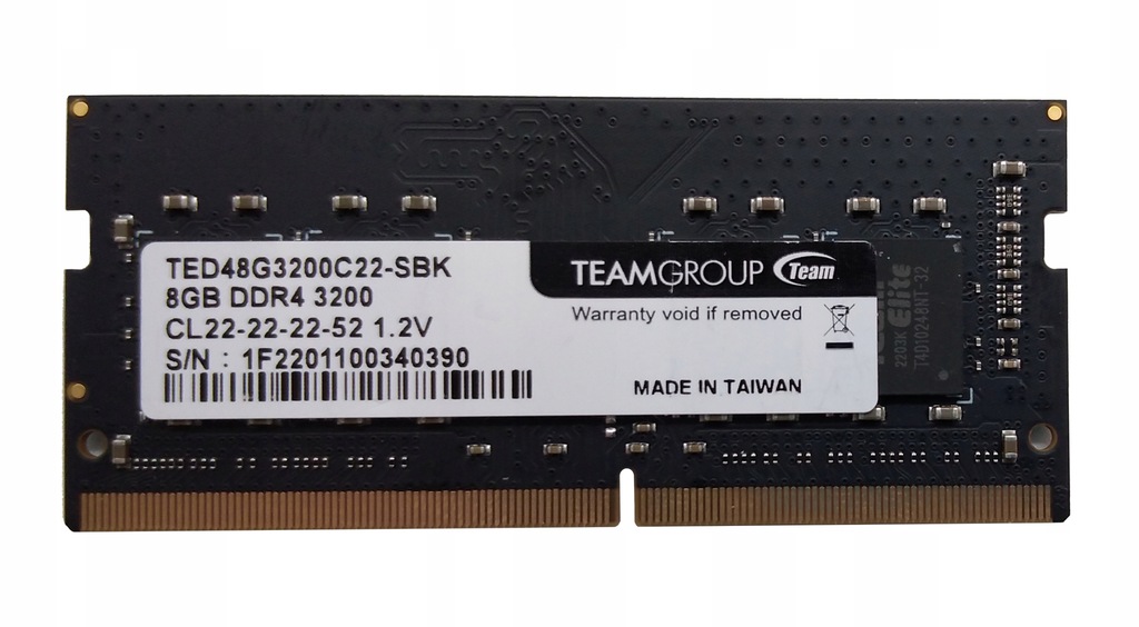 RAM DDR4 3200 8GB TEAM GROUP TED48G3200C22-SBK