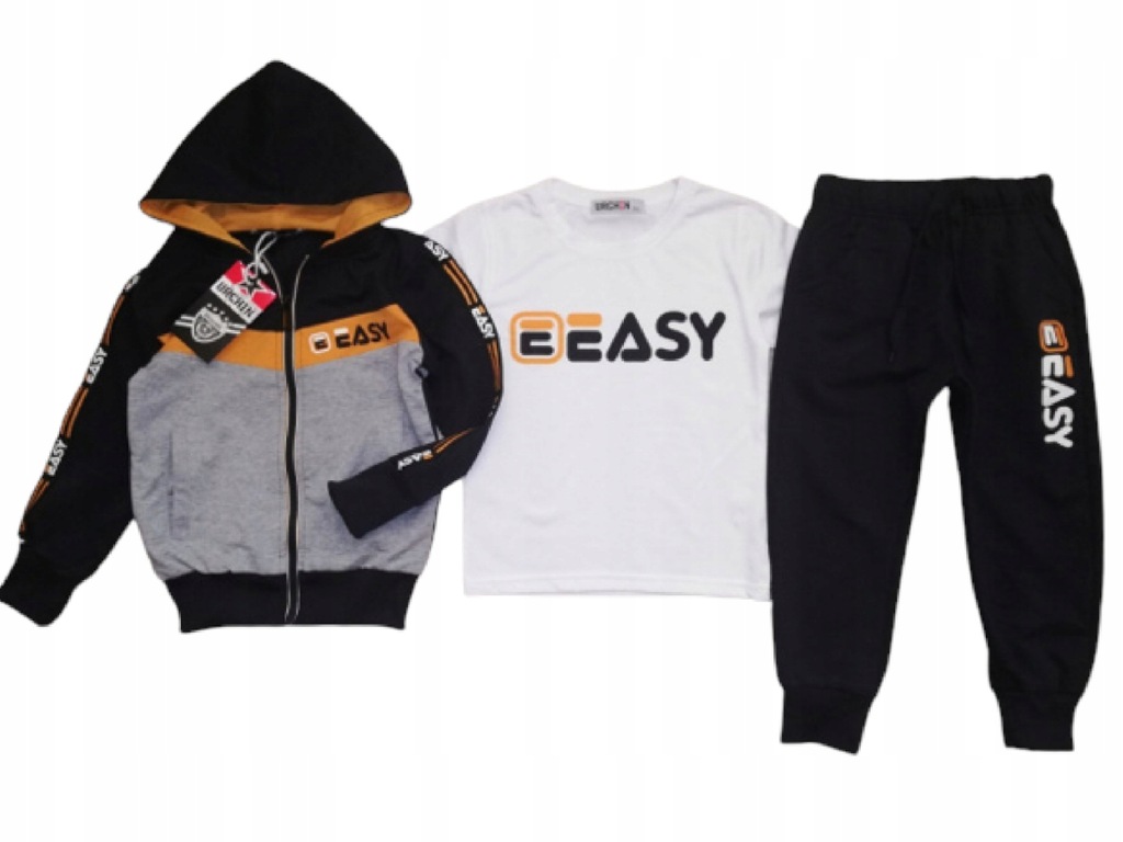 3 częściowy dres EASY z taśmami granat 146/152