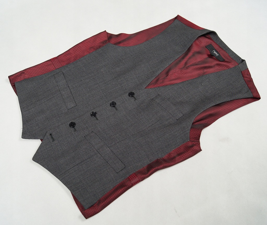 NEXT SUPER FIRMOWA MĘSKA SZARA WEŁNIANA KAMIZELKA - 36R