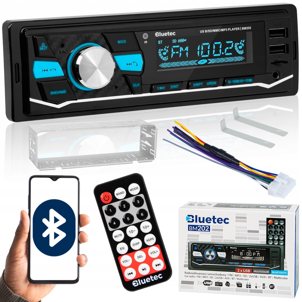 Купить Многоцветная Bluetooth-USB-автомобильная магнитола BLUETEC: отзывы, фото, характеристики в интерне-магазине Aredi.ru
