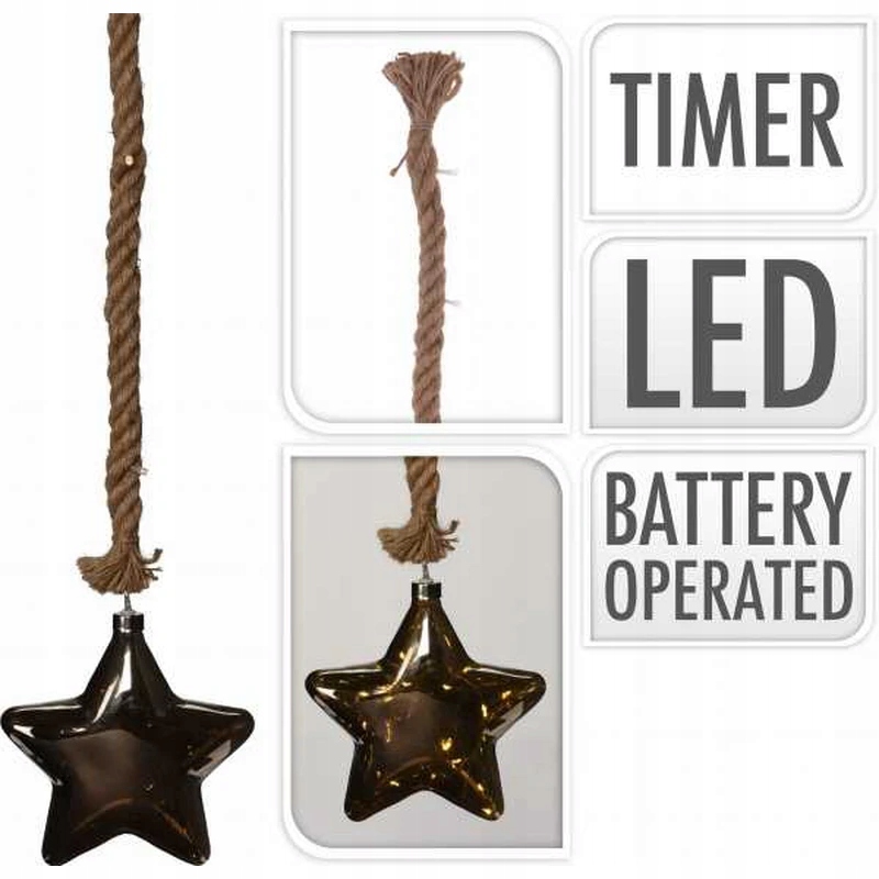 Gwiazdka świetlna bombka 18 cm na linie 15 LED timer