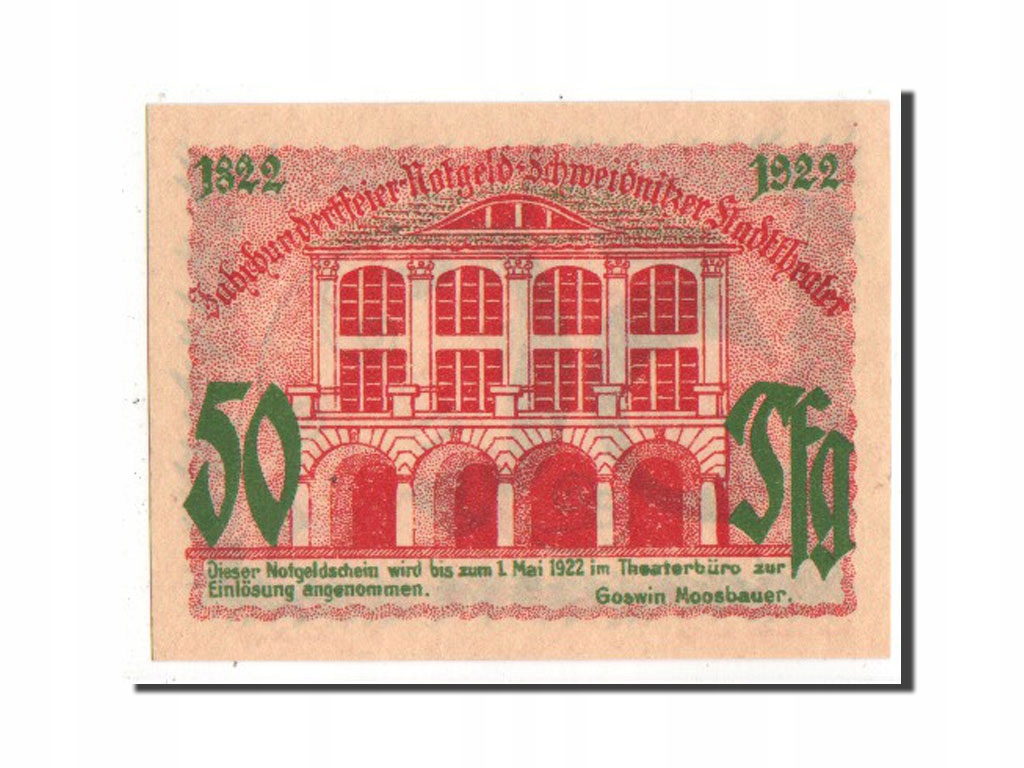 Banknot, Niemcy, Schlesien, 50 Pfennig, 1922, UNC(