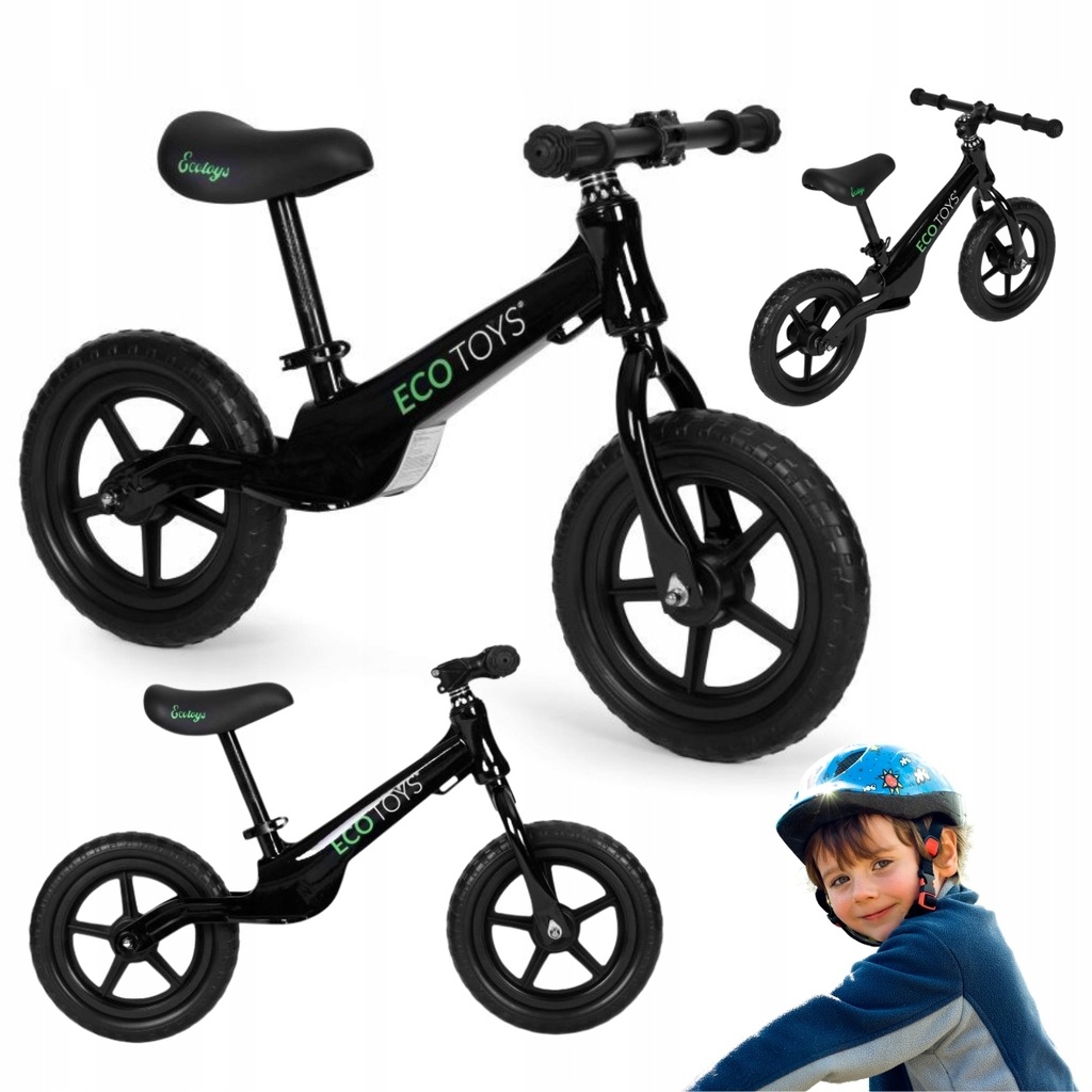 ROWEREK ROWER BIEGOWY DLA DZIECI JEŹDZIK KOŁA EVA CZARNY - ECOTOYS