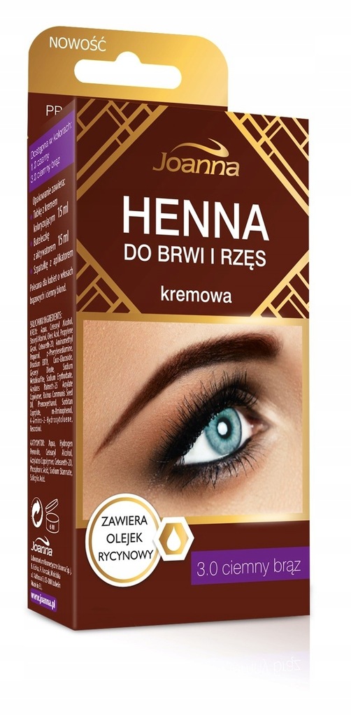 Joanna Henna do brwi i rzęs kremowa nr 3.0 ciemny