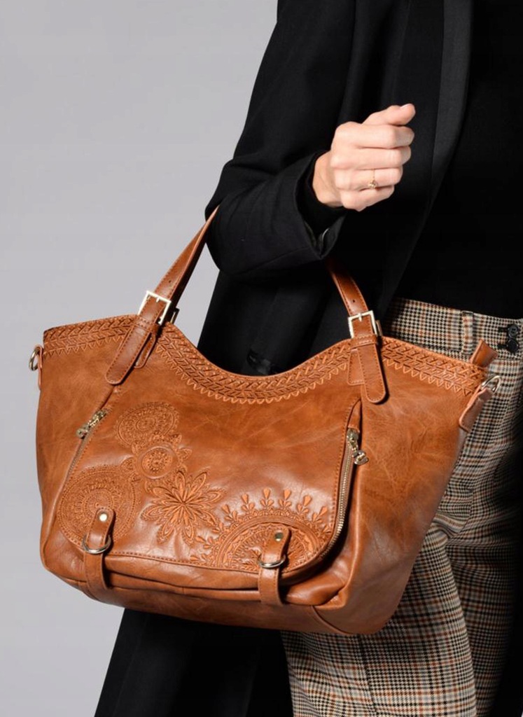 DESIGUAL torebka A4 ROTTERDAM DARK AMBER camel 8886668726