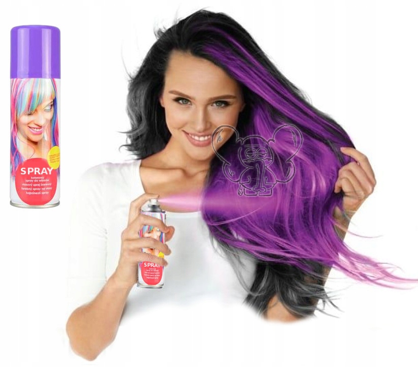 FARBA DO WŁOSÓW SPRAY FIOLETOWA ZMYWALNA HALLOWEEN - 7851515377