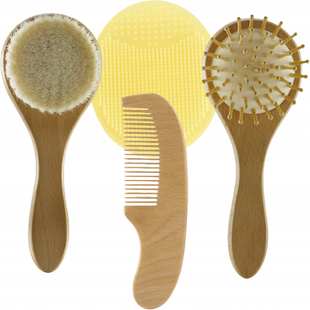 Wool Brush Set Baby Hair Newborn Care Wooden Comb