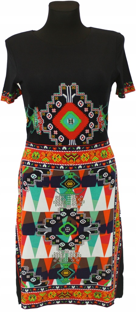 Sukienka do kolan DESIGUAL retro etno vintage M