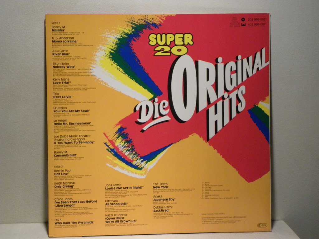 Купить LP SUPER 20 ORIGINAL HITS ELTON ERUPTION ANEKA VG+: отзывы, фото, характеристики в интерне-магазине Aredi.ru