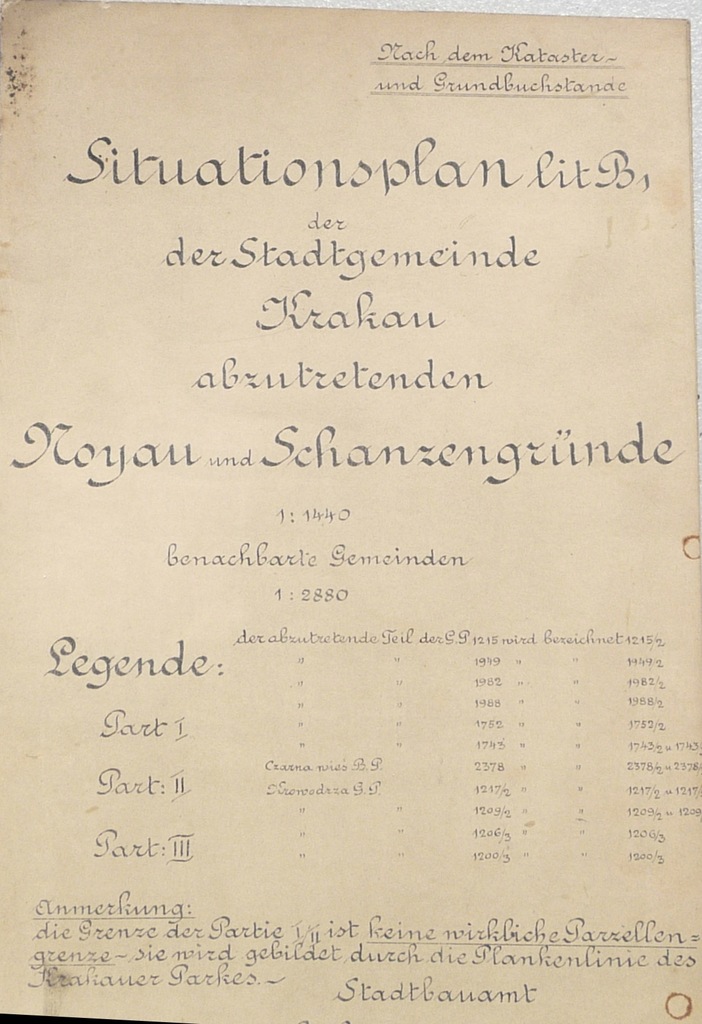 KRAKÓW 1906 Situationsplan Noyan u. Schanzengrunde