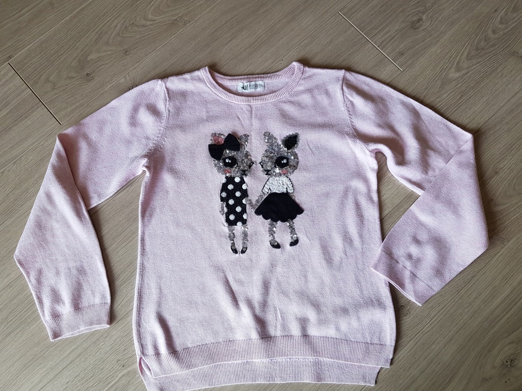 H&M sweterek z króliczkami 134 cm-140 cm