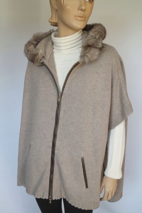 Massimo Dutti CIEPŁE PONCHO ITALIAN YARN WEŁNA