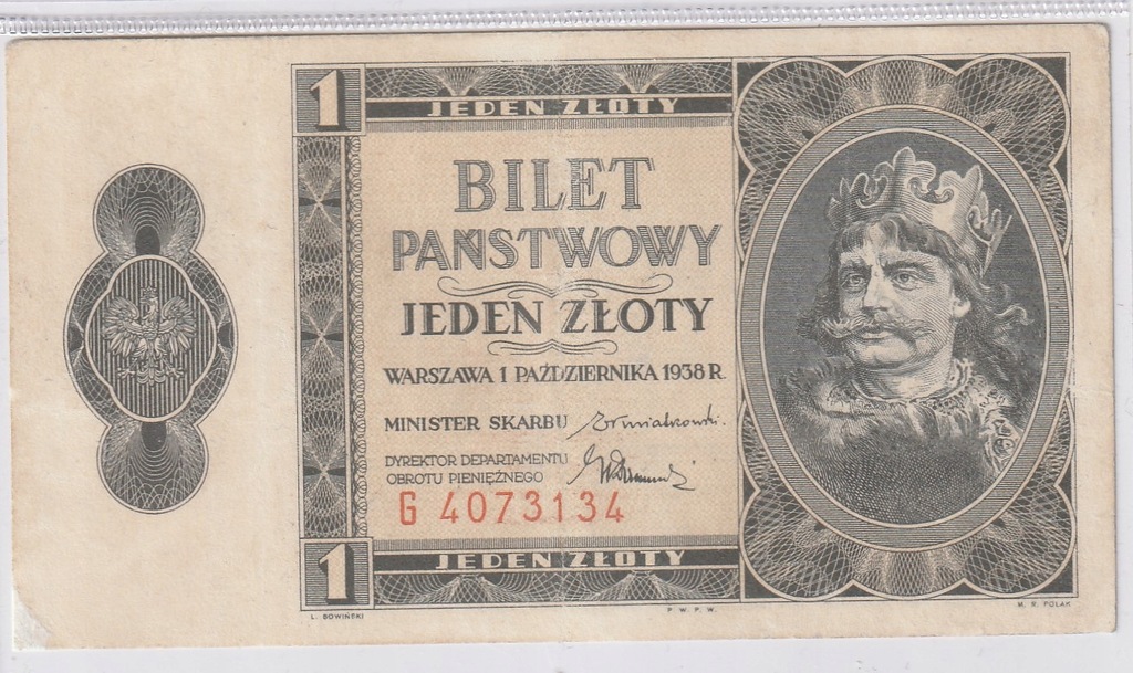 1 złoty, 1938, seria G, stan (+3)