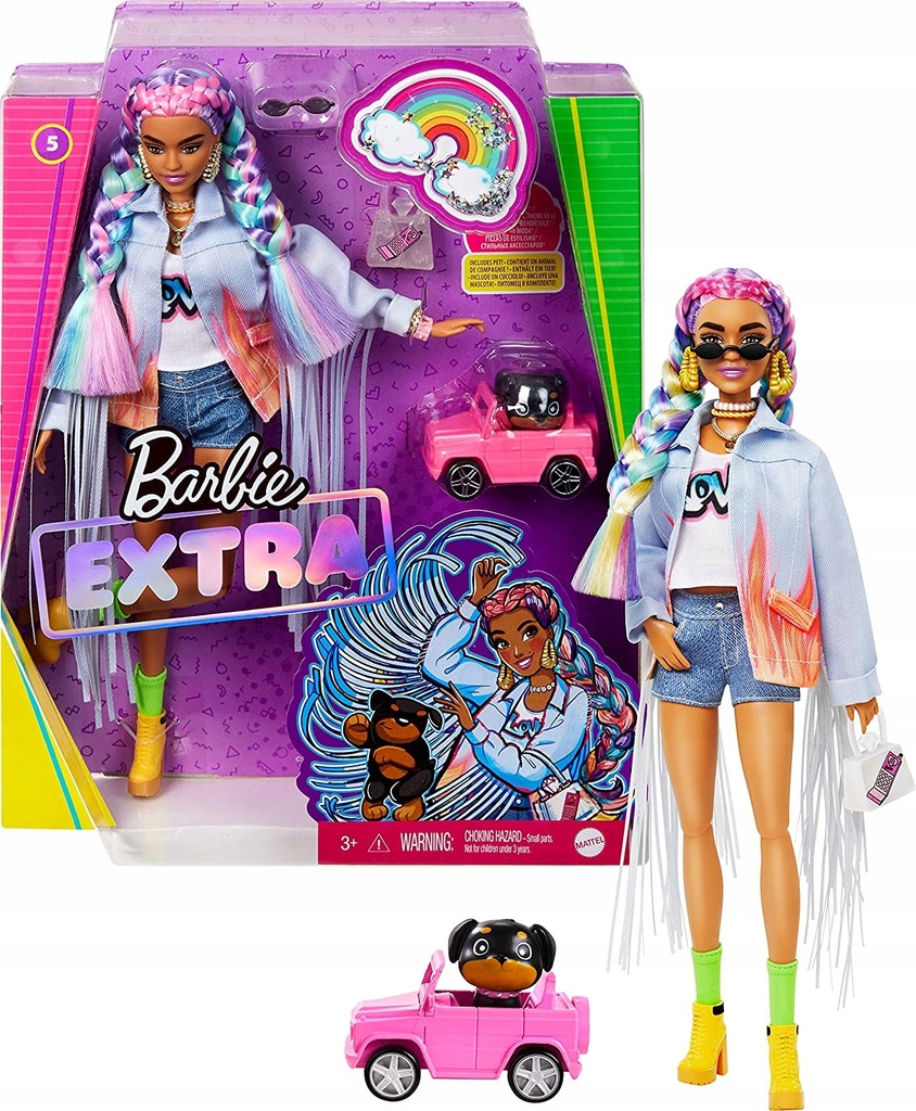 Barbie Extra GRN29 tęczowy warkocz Fashionistas