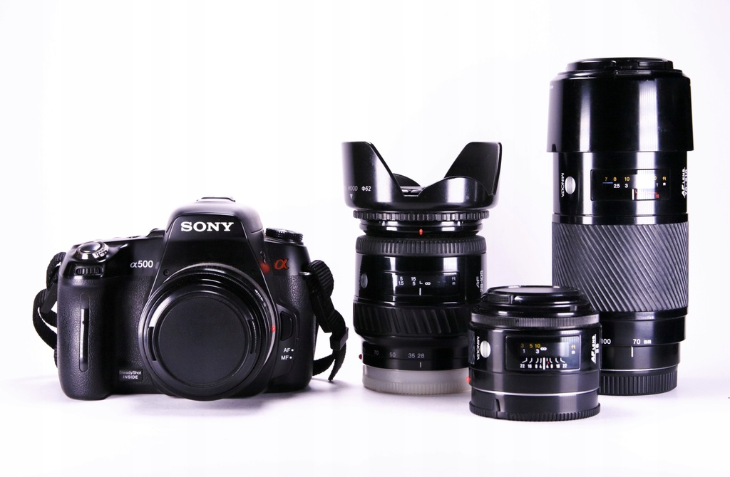 Sony a500 + 50mm + 28mm + 70-210mm + 28-105 OKAZJA