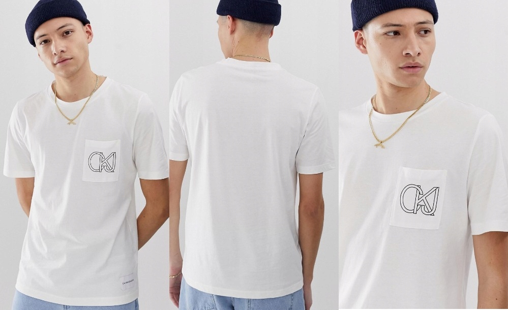 CALVIN KLEIN_ BIAŁY T-SHIRT Z LOGO__L___IE__XCU