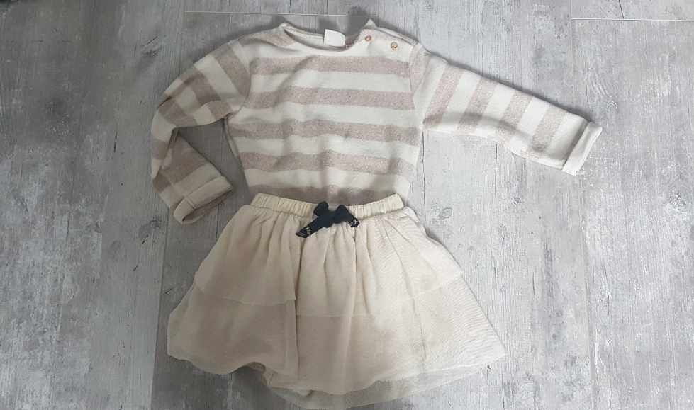 Zara komplet dziewczęcy spodniczka bluza r.98