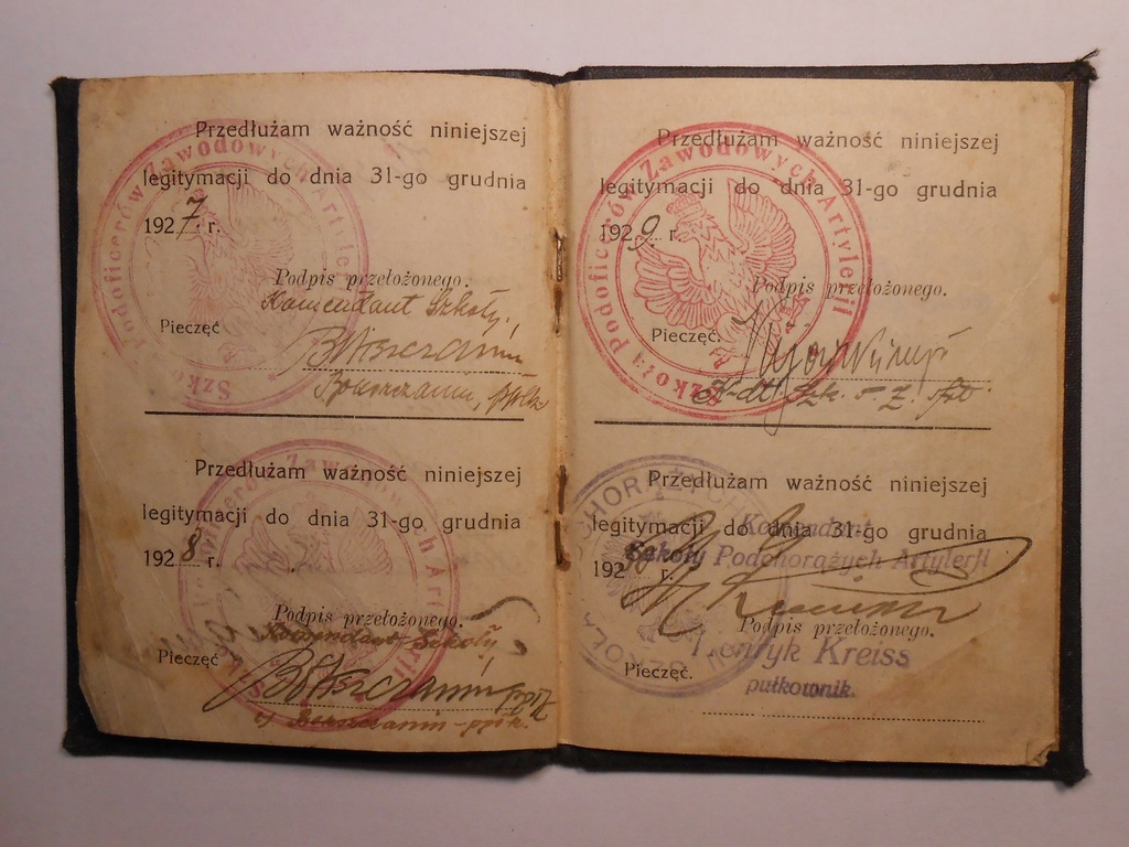 stary wojskowy dokument Toruń 1926 r.