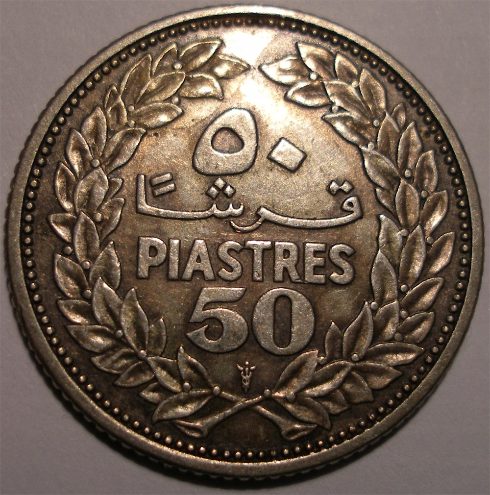 LIBAN 50 piastres 1952, Ag