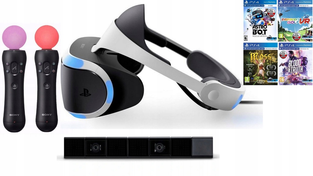 SONY PLAYSTATION VR + KAMERA + 2 x MOVE + GRY !