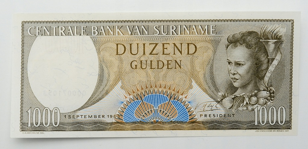 3.di.Surinam, 1 000 Guldenów 1963, P.124, St.1