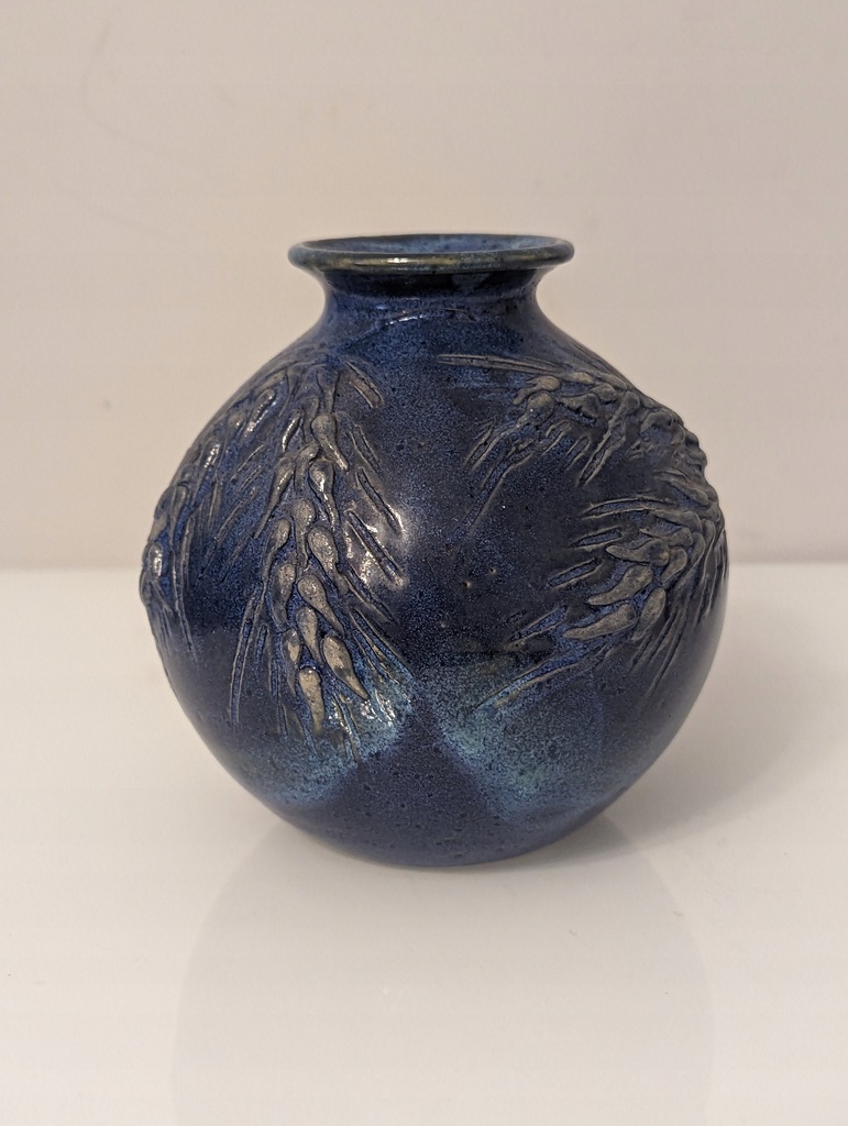 wazon ceramiczny niebieski sygnowany Nika