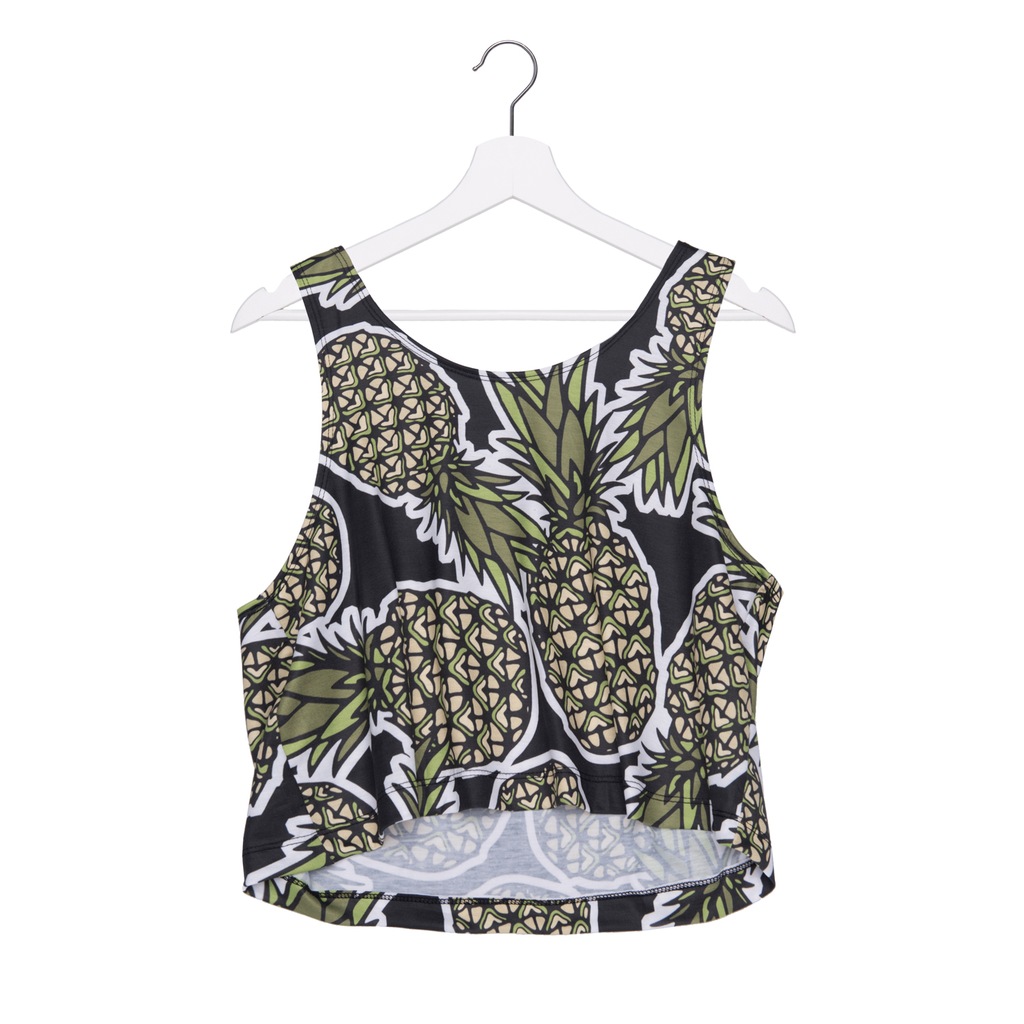 top crop krótki bluzka lato print pineapple ananas