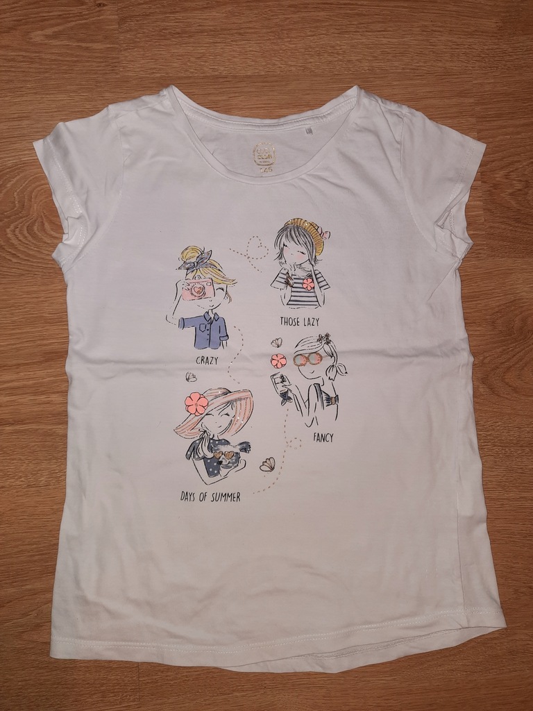 T-shirt BIAŁY Z NADRUKIEM girls r.146 SMYK