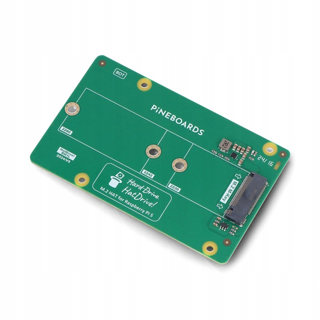 Pineberry Pi HatDrive! Bottom - adapter NVMe 2230, 2242, 2280 do Raspberry