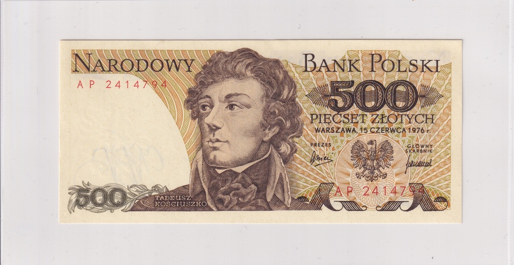 500 Złotych Polska 1976 -UNC Seria AP L6