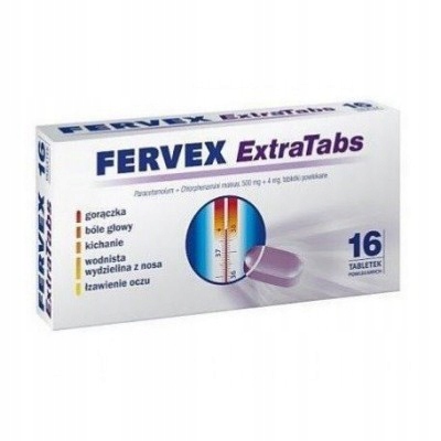 Fervex Extra Tabs 0,5g+4mg, 16 tabletek