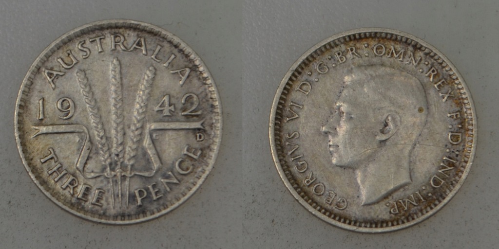 Australia - srebro 3 Pens 1942 D rok