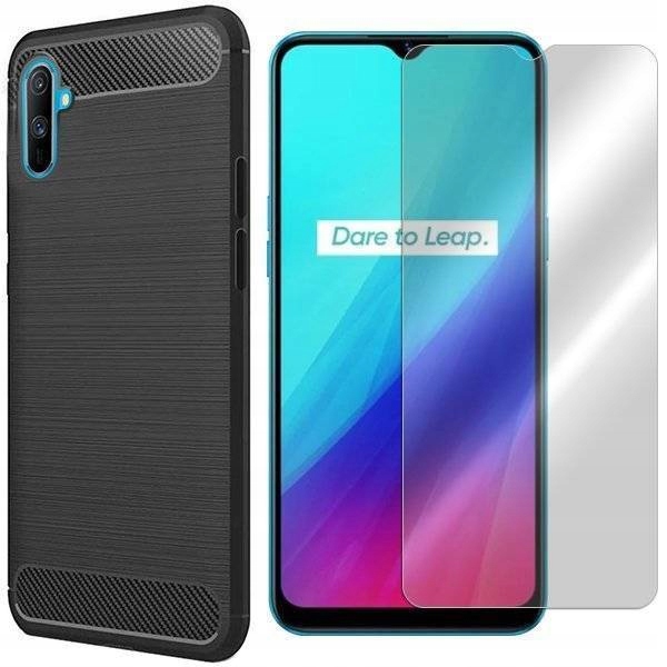 ETUI DO REALME C3 CASE POKROWIEC KARBON + SZKŁO 9H