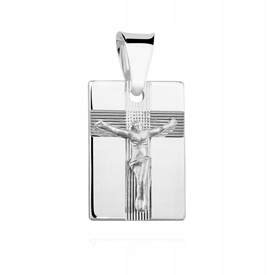 Srebrny diamentowany medalik Jezus na krzyżu 925