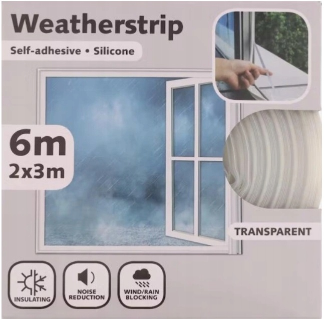 Uszczelka okienna przezroczysta 2 x 3m silikonowa transparentna taśma