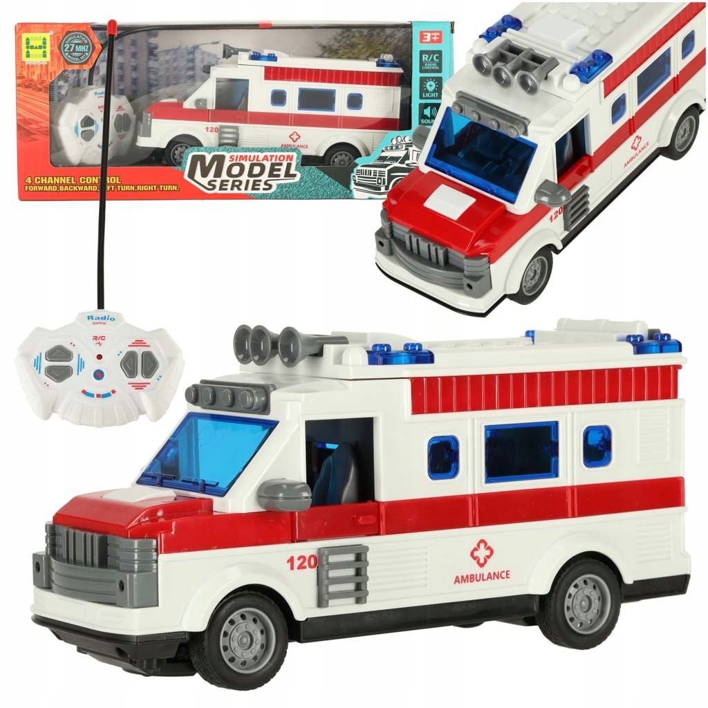 Ambulans karetka pogotowia dla dzieci zdalnie sterowana na pilota światła d