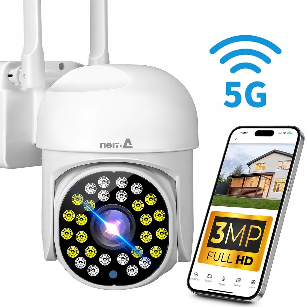 OBROTOWA KAMERA IP 3MP 2K WI-FI 2.4G/5G, DETEKCJA RUCHU, ZDALNY PODGLĄD