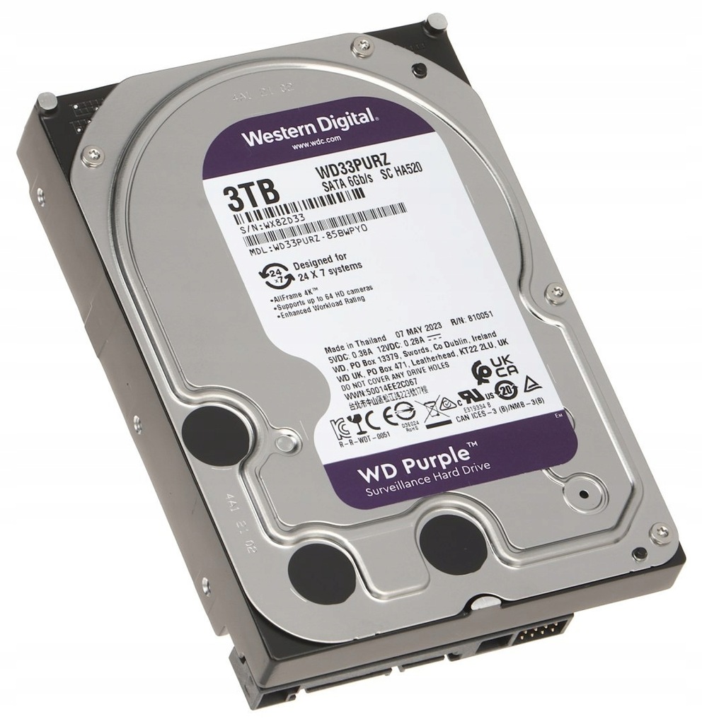 DYSK DO REJESTRATORA HDD-WD33PURZ 3TB 24/7 WESTERN DIGITAL