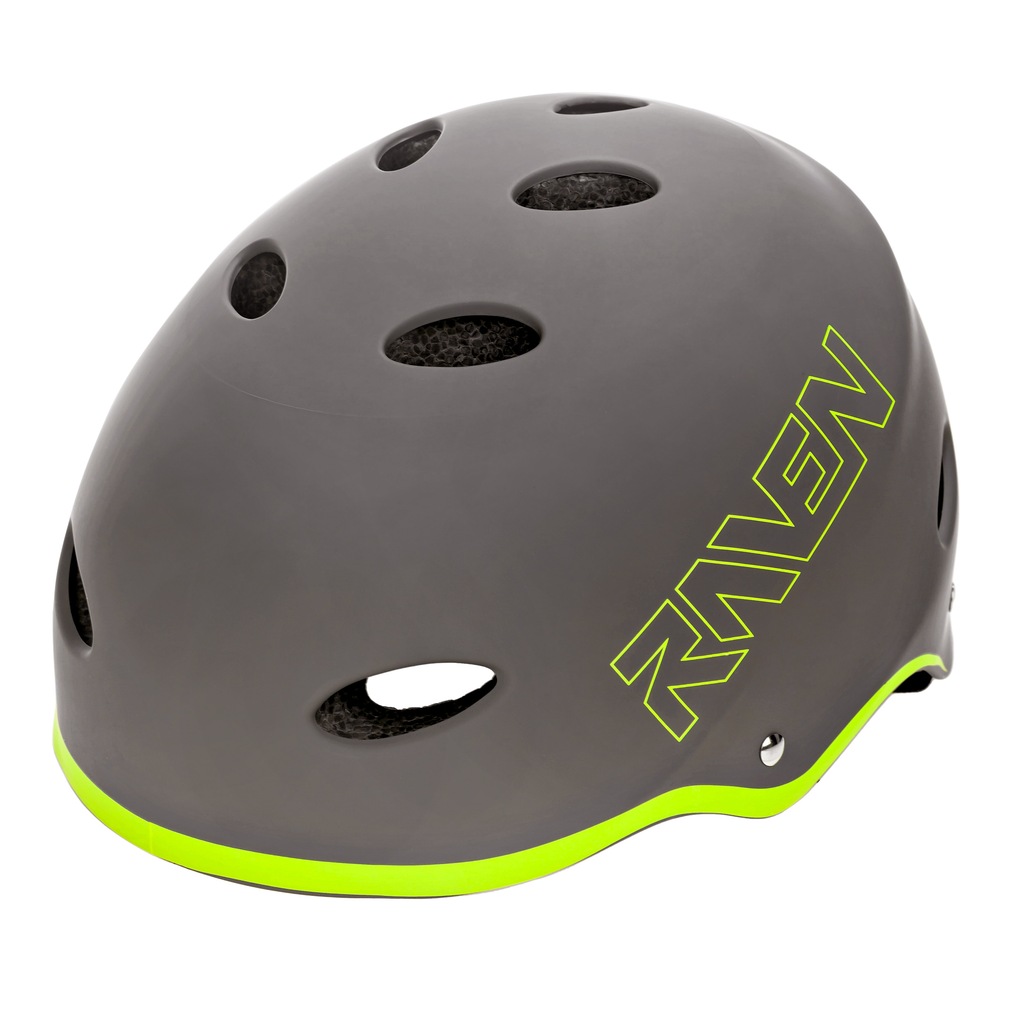 Kask Skateboardowy RAVEN F511 Grey/Lime M (56-58)